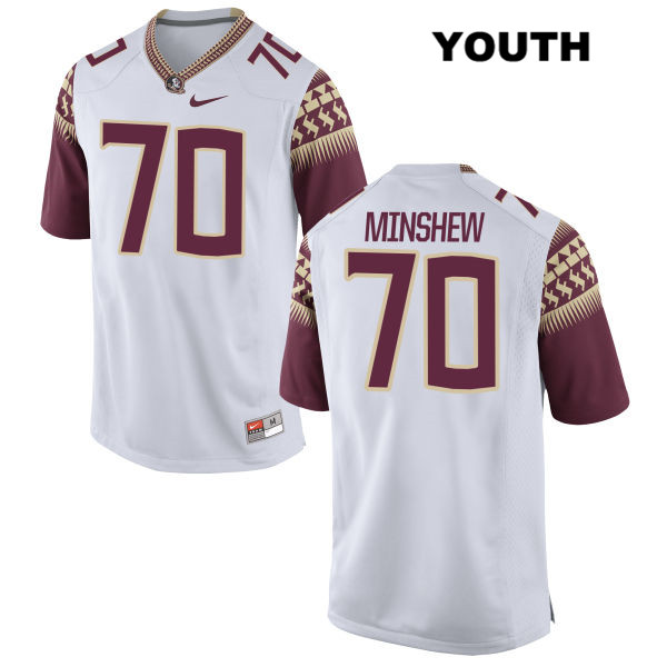 Youth NCAA Nike Florida State Seminoles #70 Cole Minshew College White Stitched Authentic Football Jersey WPV4269DB